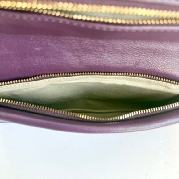 TORY BURCH Reva Shoulder Bag Wild Plum Purple Leather Chain Strap Logo Luxury - Picture 6 of 9